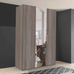 Kleiderschrank mit Spiegel & Metallgriffen - Crenba