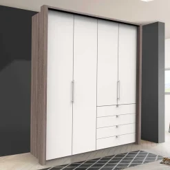 Kleiderschrank mit vier Metallauszug Schubladen - Tivierto