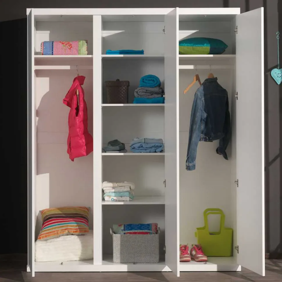 Kleiderschrank Raven in Weiß lackiert