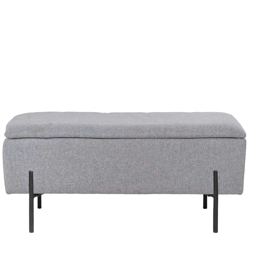 Kleine Truhenbank in Hellgrau Stoff - Malo