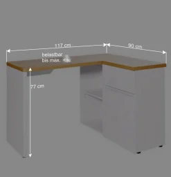 Kleiner Eckschreibtisch mit Stauraum - Xuana