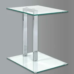 Kleiner Glastisch Phildel mit Stahl Gestell Chromfarben