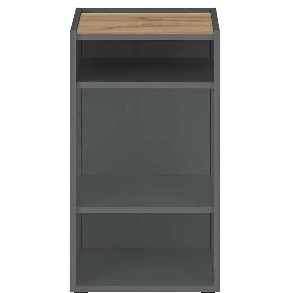 Kleines Ordnerregal in Anthrazit & Wildeiche Dekor - Ahilav