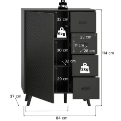 Kombi-Highboard in Mattgrau - Natal