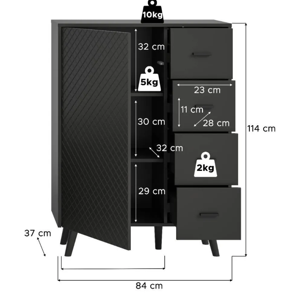 Kombi-Highboard in Mattgrau - Natal