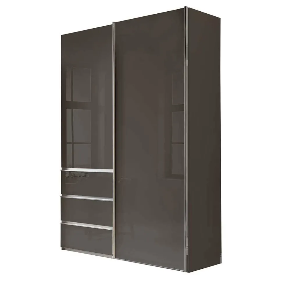 Kombi-Kleiderschrank in Braun Glasfront - 165 cm - Preema