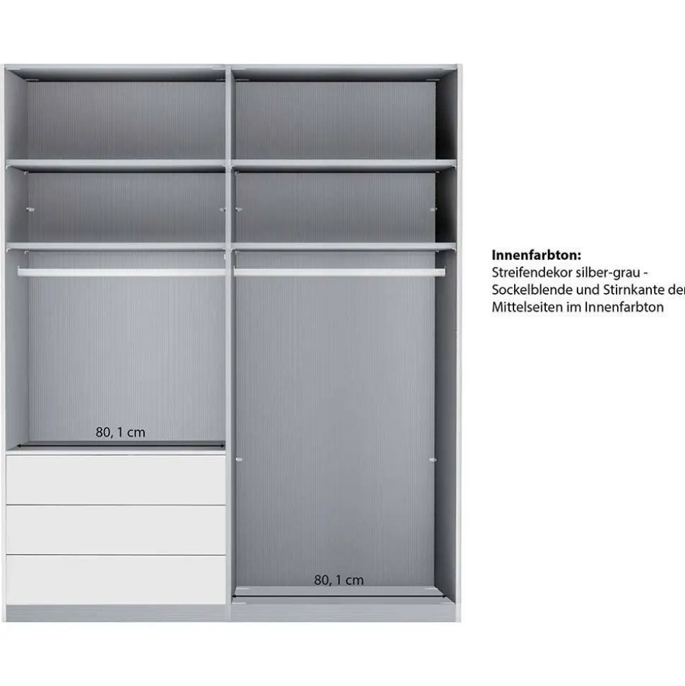 Kombi-Kleiderschrank in Braun Glasfront - 165 cm - Preema