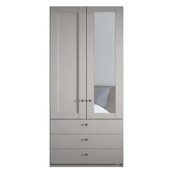 Kombi-Kleiderschrank 1m breit in Hellgrau - Ridonna