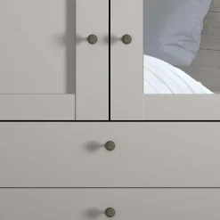 Kombi-Kleiderschrank 1m breit in Hellgrau - Ridonna