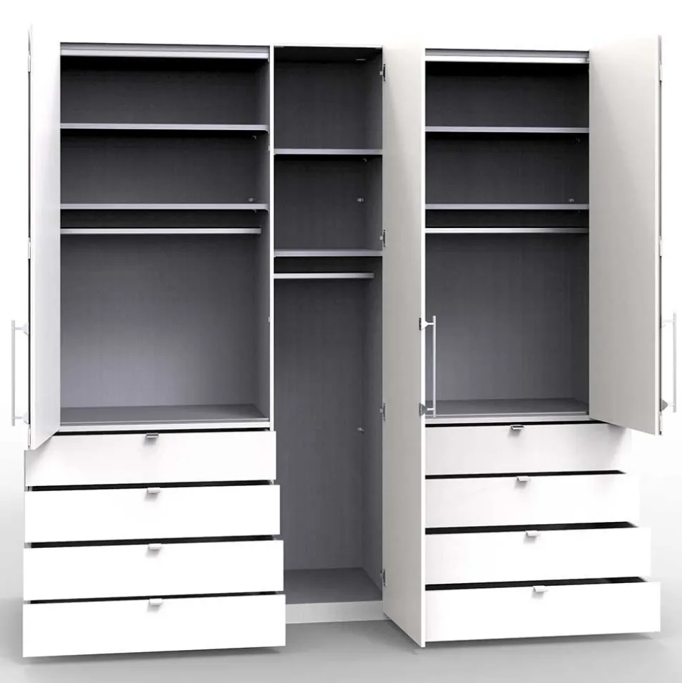 Kombi-Kleiderschrank mit acht Schubladen - Champ