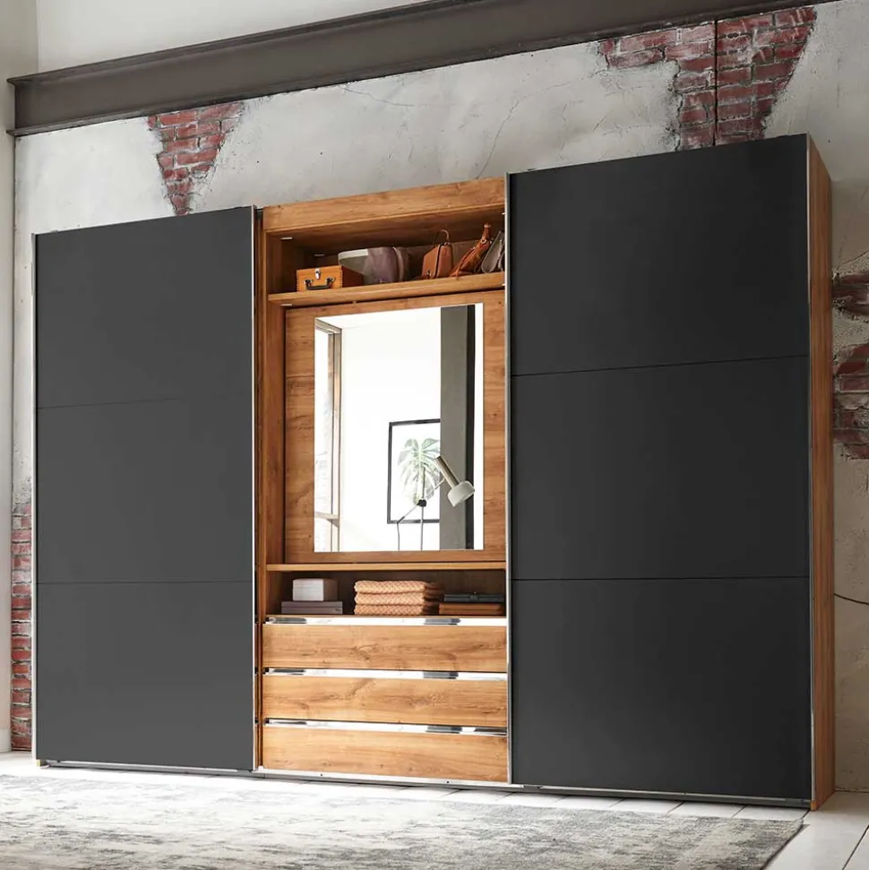 Kombi-Kleiderschrank mit offenen Fächern - Bafata