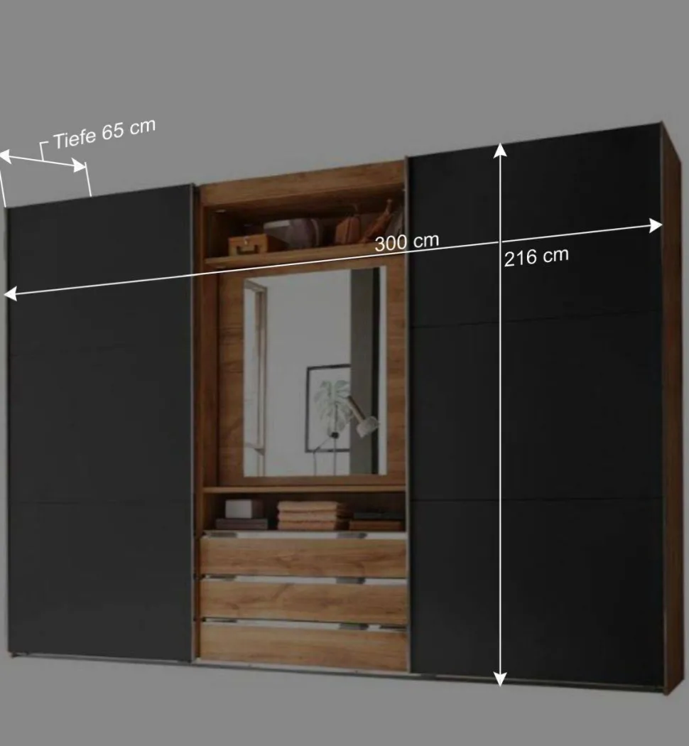 Kombi-Kleiderschrank mit offenen Fächern - Bafata
