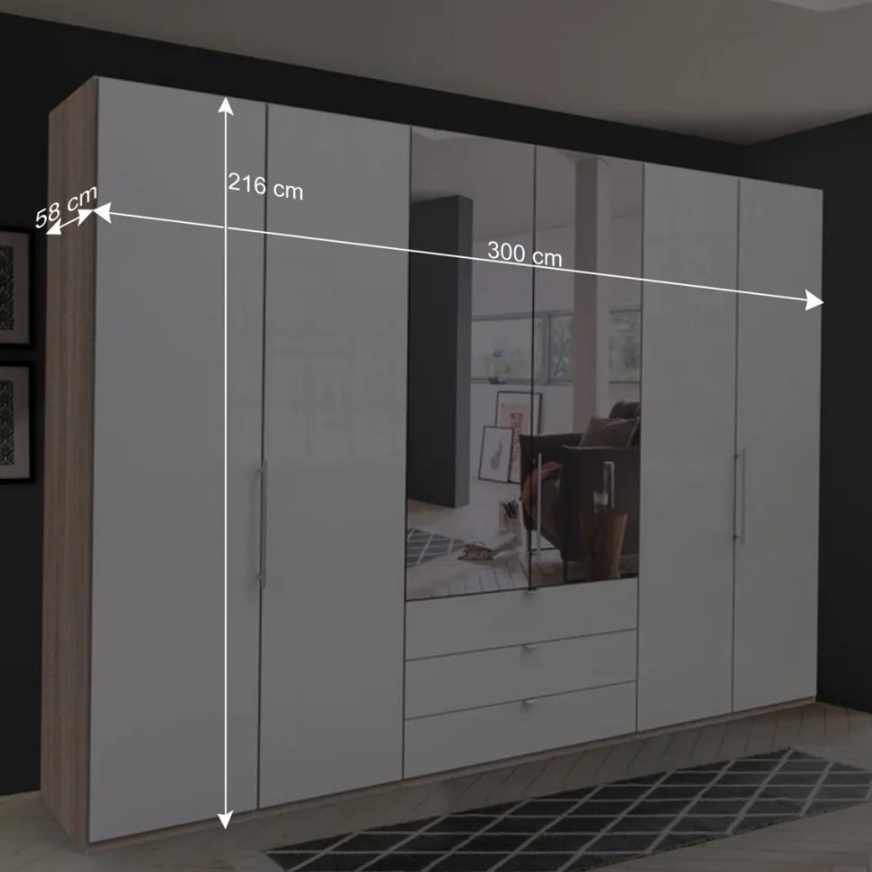 Kombi-Kleiderschrank mit Spiegel-Falttür - Bosays II