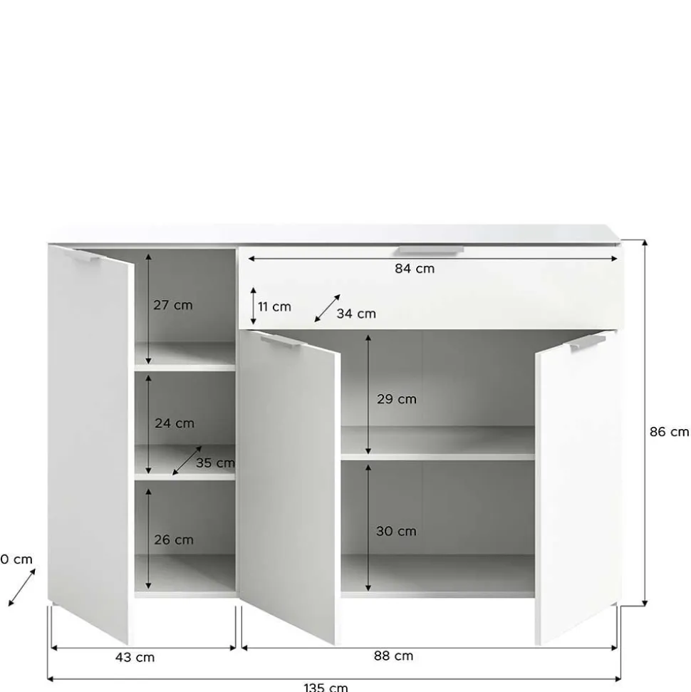 Kombi-Kommode in Weiß - Intiatos