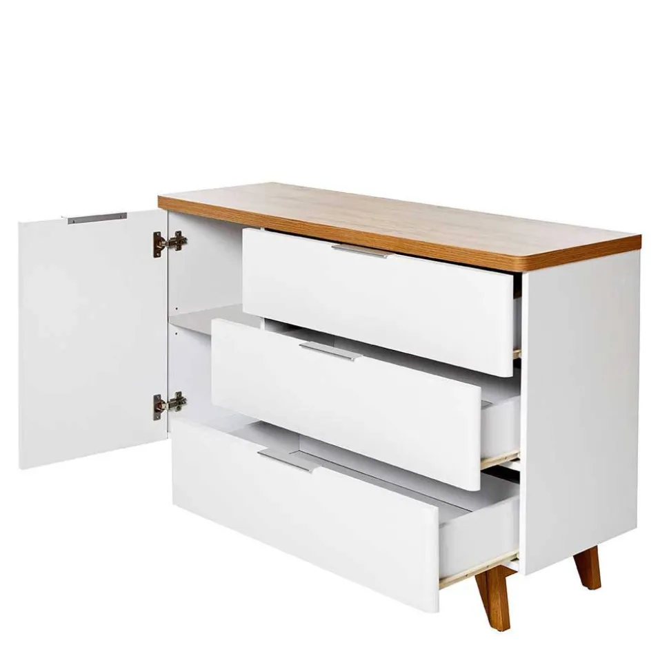 Kombi-Kommode in Weiß und Kerneiche - Xuana