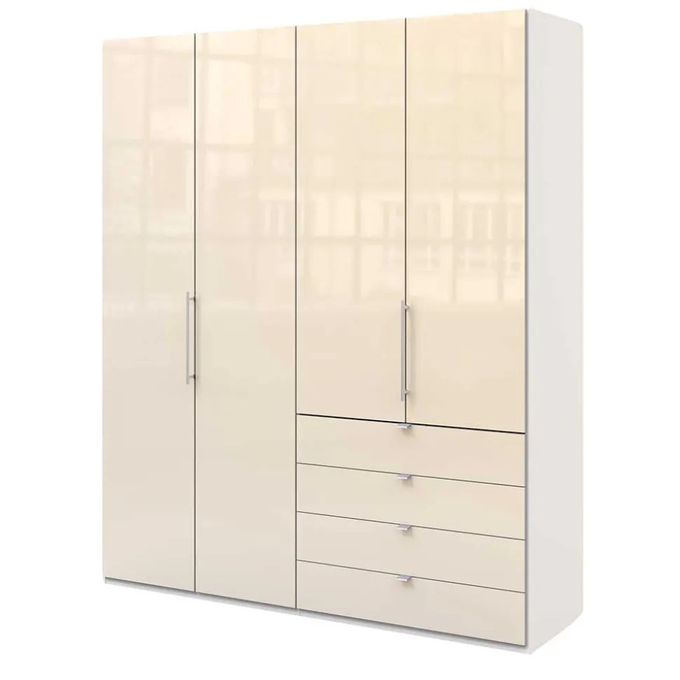 Kombi-Schlafzimmerschrank in Creme Glas - Zidarie