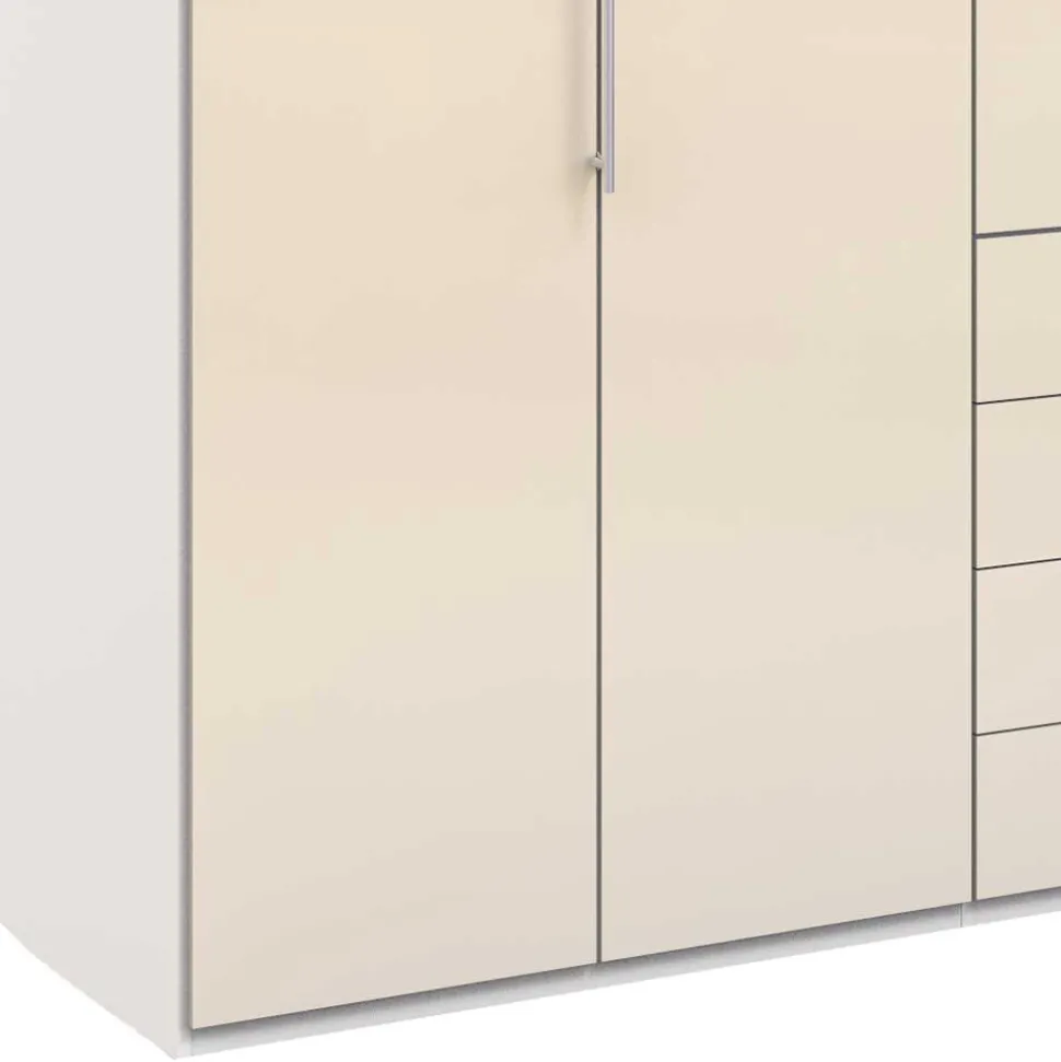 Kombi-Schlafzimmerschrank in Creme Glas - Zidarie