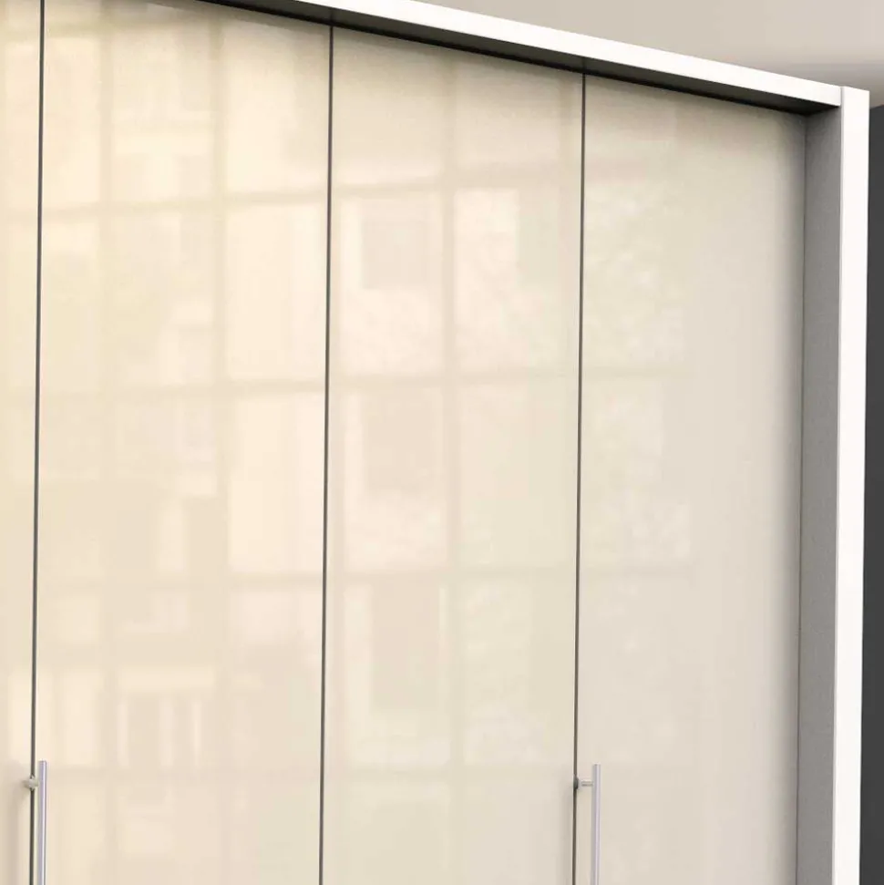 Kombi-Schlafzimmerschrank in Creme Glas - Zidarie