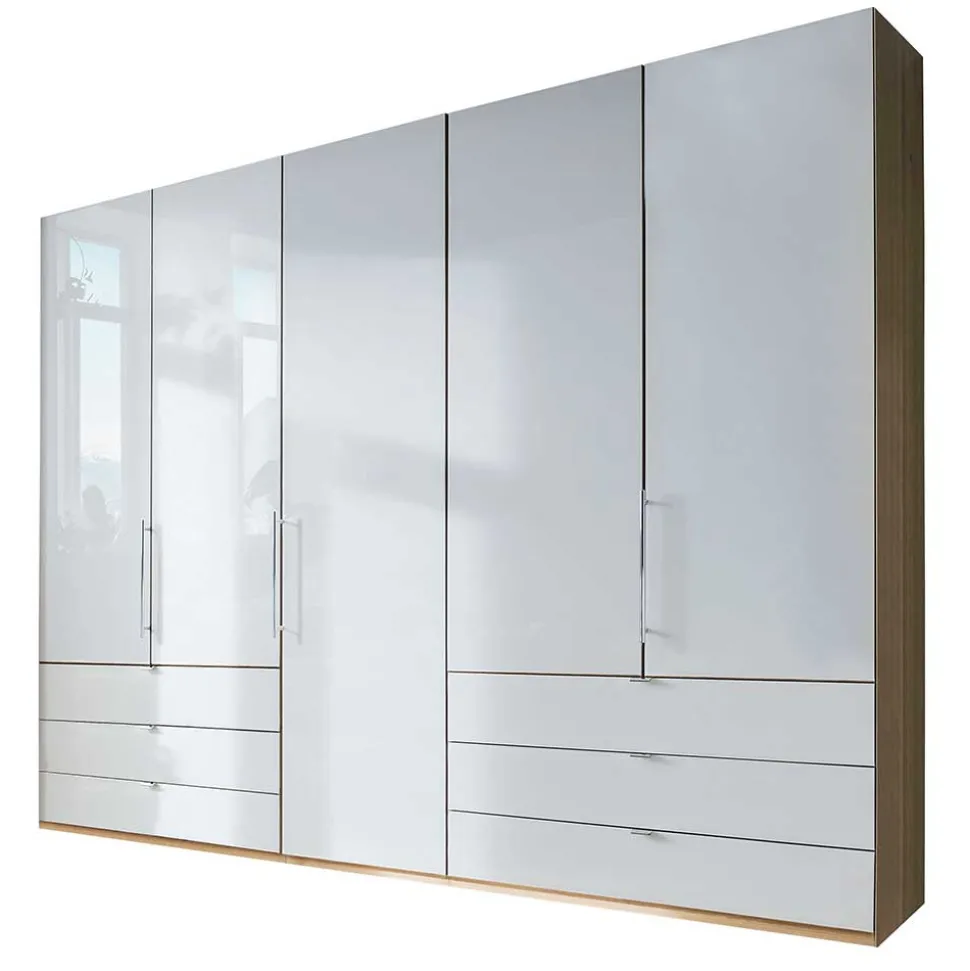 Kombi-Schlafzimmerschrank in Weiß & Eiche Bianco - Nuetran