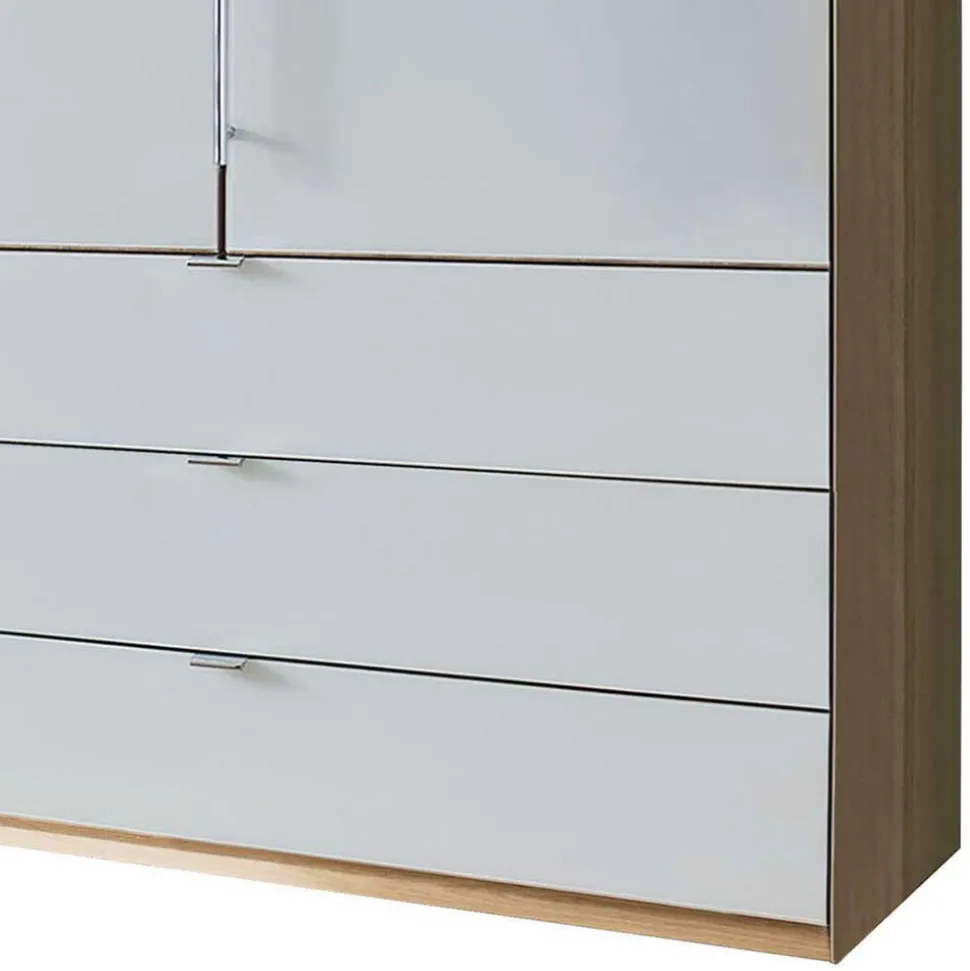Kombi-Schlafzimmerschrank in Weiß & Eiche Bianco - Nuetran