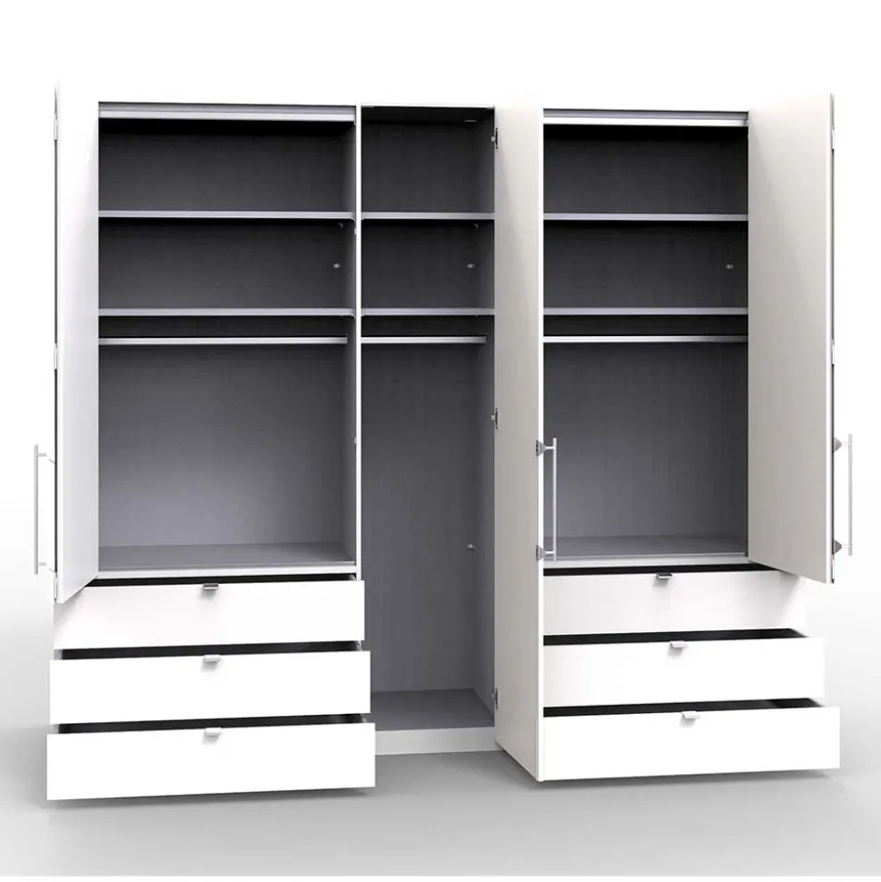 Kombi-Schlafzimmerschrank in Weiß & Eiche Bianco - Nuetran