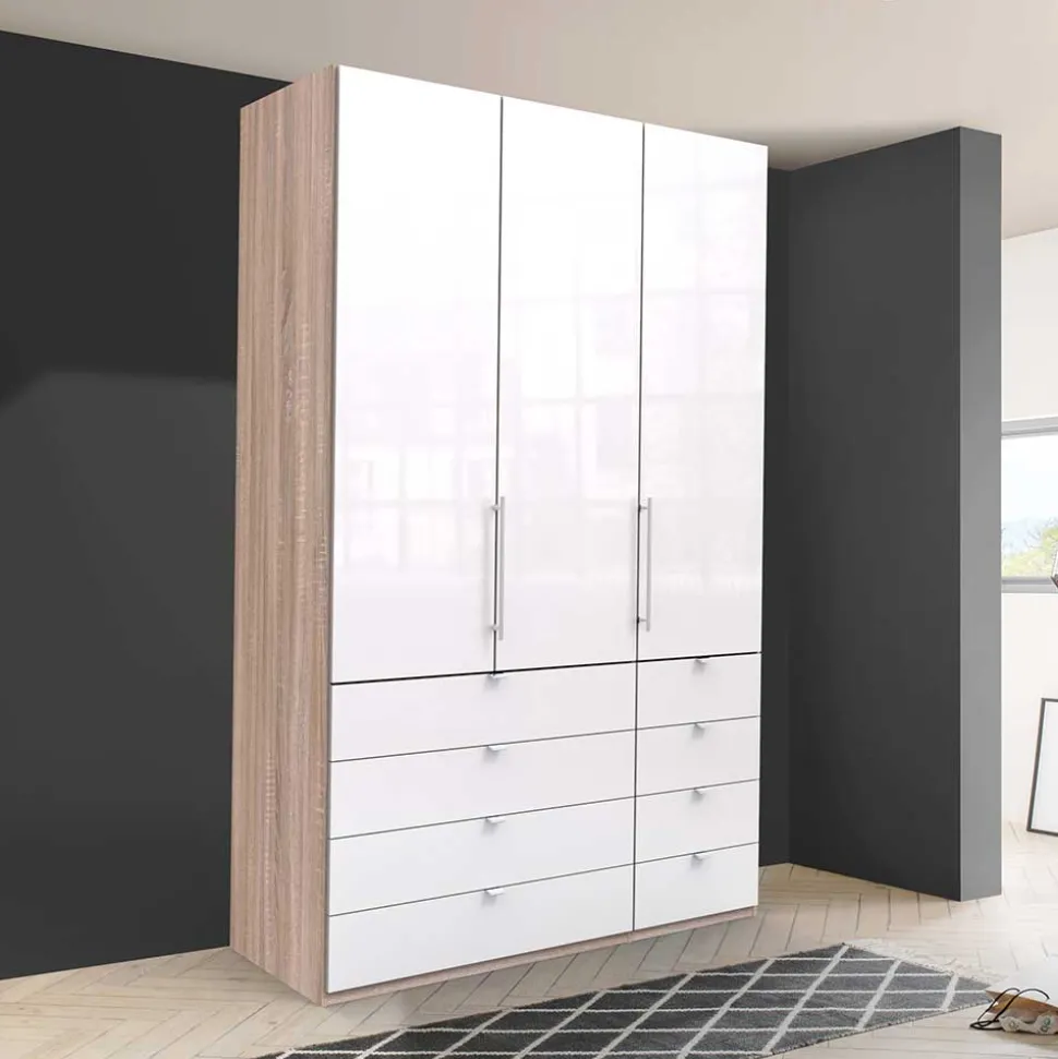 Kombi-Schlafzimmerschrank mit 2 Türen und 8 Schubkästen - Bosays