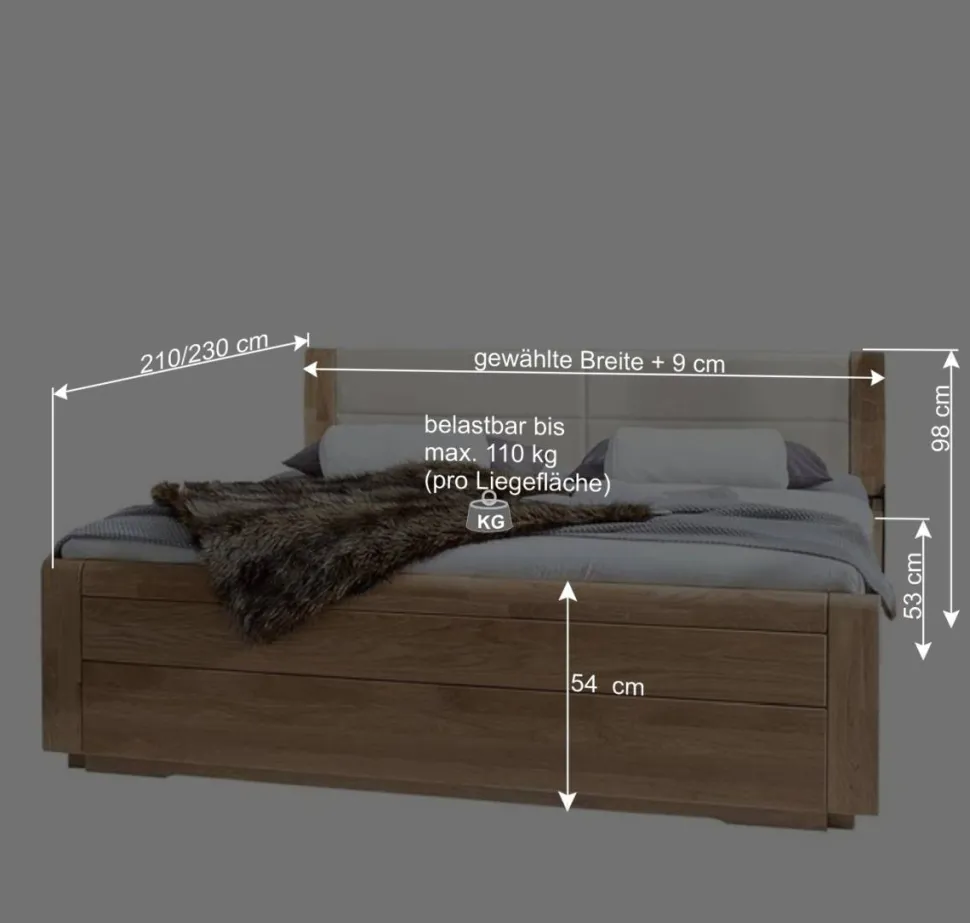 Komfort Doppelbett Anglesia und Nachttisch Set (dreiteilig)