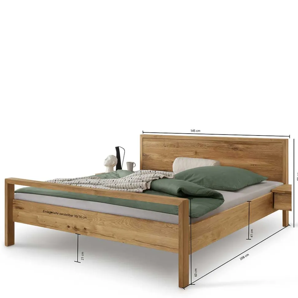 Komfort-Einzelbett in 140x200 aus Wildeiche - Martinez