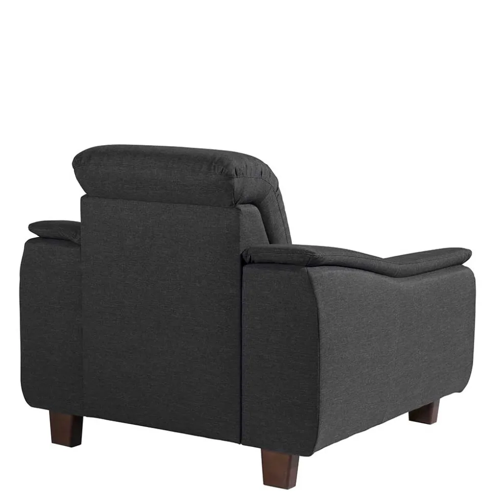 Komfortsessel in Dunkelgrau und Nussbaum - Pelago