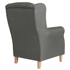 Komfortsessel in Hellgrau mit Buche - Nurcias