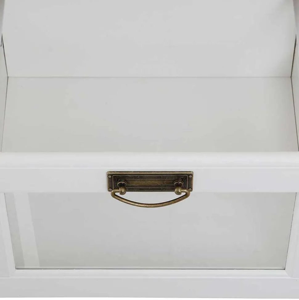 Kommode mit Glas in Weiß & Honig - Brasivon