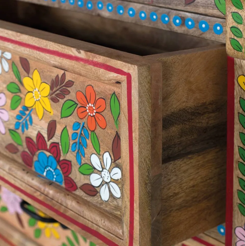 Kommode mit Mustern Blumen und Pfau - Hectos