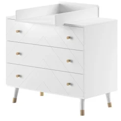 Kommode mit Wickelaufsatz in Weiß mit Gold - Zimventa