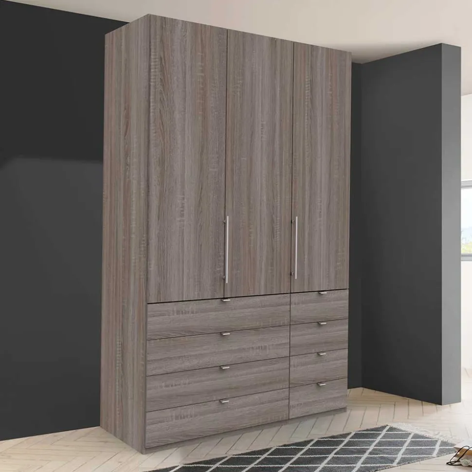 Kompakt Kleiderschrank in Holzoptik Eiche dunkel - Crenba