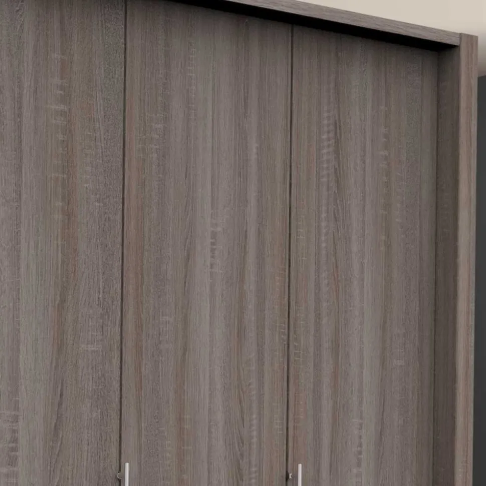 Kompakt Kleiderschrank in Holzoptik Eiche dunkel - Crenba