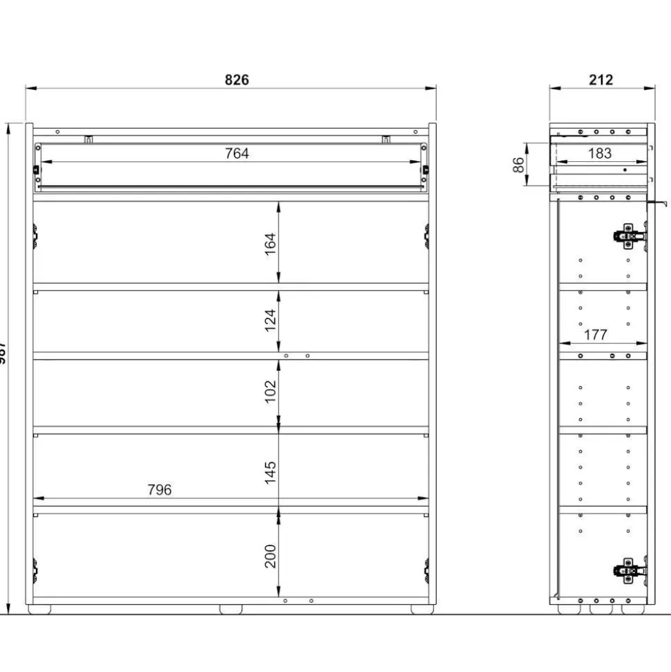 Kompakte Flurmöbel Kombi 97 cm breit - Point (dreiteilig)