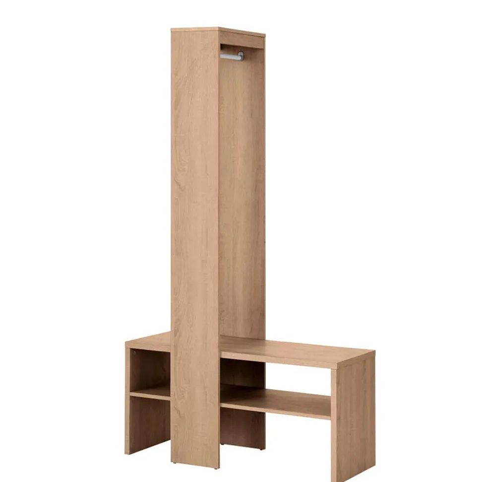 Kompakte Garderobe in Holzoptik Eiche - Alekona