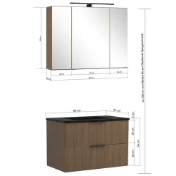 Komplett-Badmöbel-Set in Eiche dunkel - Ucaida (vierteilig)