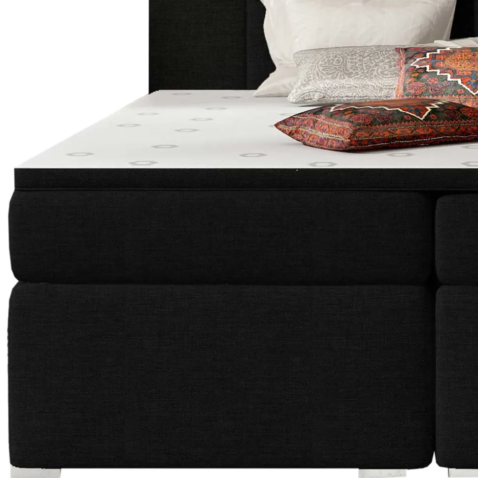 Komplettbett in Schwarzbraun Stoffbezug - Carbonaro