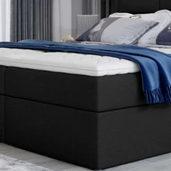 Komplettbett in Schwarzbraun Stoffbezug - Aundre