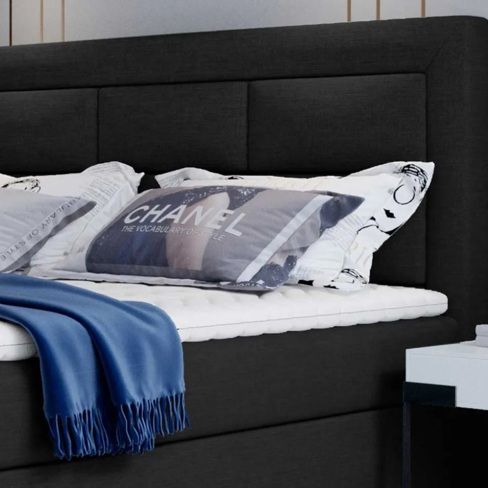 Komplettbett in Schwarzbraun Stoffbezug - Aundre