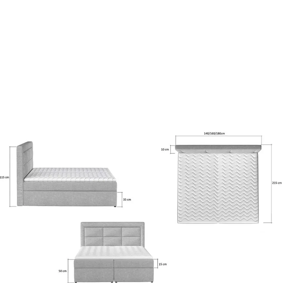 Komplettbett in Schwarzbraun Stoffbezug - Aundre