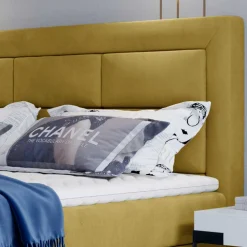 Komplettbett mit Samtbezug in Senfgelb - Sestron