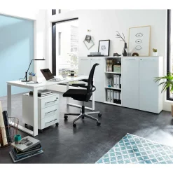 Komplette Büro Einrichtung in Weiß - Fidania (fünfteilig)