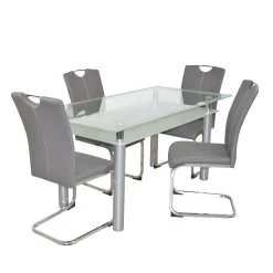 Komplette Essgruppe mit Glastisch - Viddalba (fünfteilig)