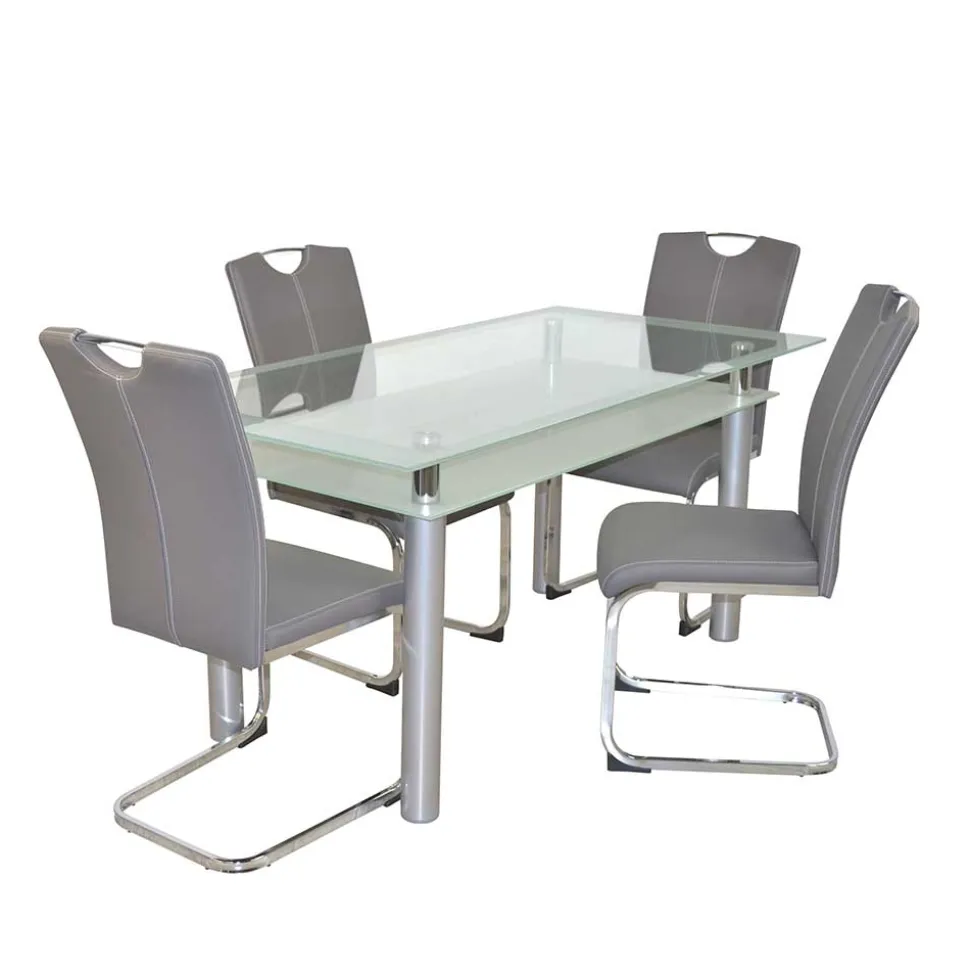 Komplette Essgruppe mit Glastisch - Viddalba (fünfteilig)