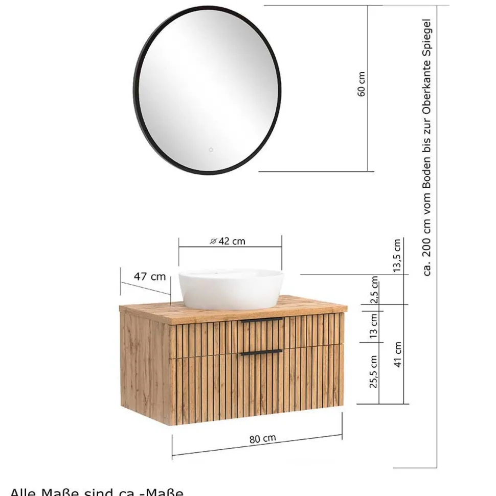 Kompletteinrichtung Badmöbel modern - Crystoga (fünfteilig)