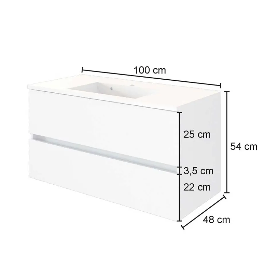 Kompletter Waschtisch in drei Breiten - Maklesa