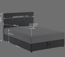 Komplettes Polsterbett H2 mit Stauraum - Enda