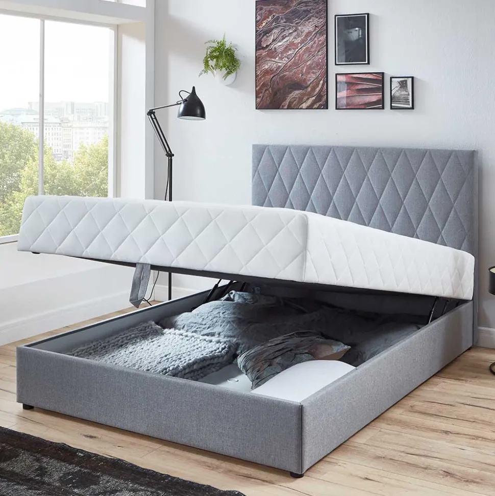 Komplettes Polsterbett H2 mit Stauraum - Enda